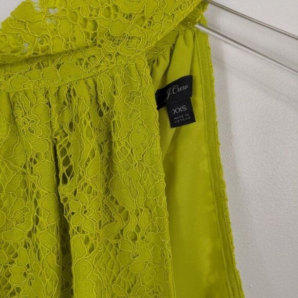 J. Crew Lace Chartreuse Halter Neck Blouse XXS - Picture 5 of 12